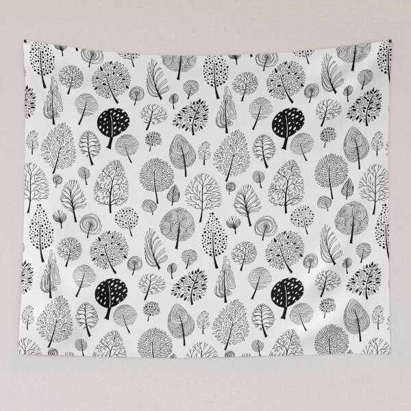 Item preview, Summer trees black and white ink graphics  designed and sold by LenaSfinks.