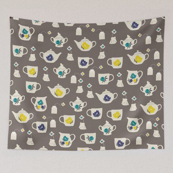 Item preview, Cute Tea Brewing Pattern with Tea Bags, Tea Cups and Tea Pots designed and sold by kapotka.