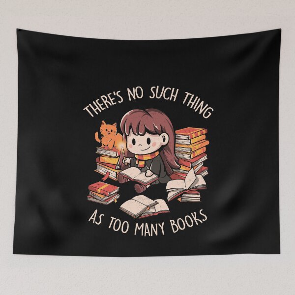 Item preview, Theres No Such Thing As Too Many Books - Cute Geek Book Cat Gift designed and sold by EduEly.