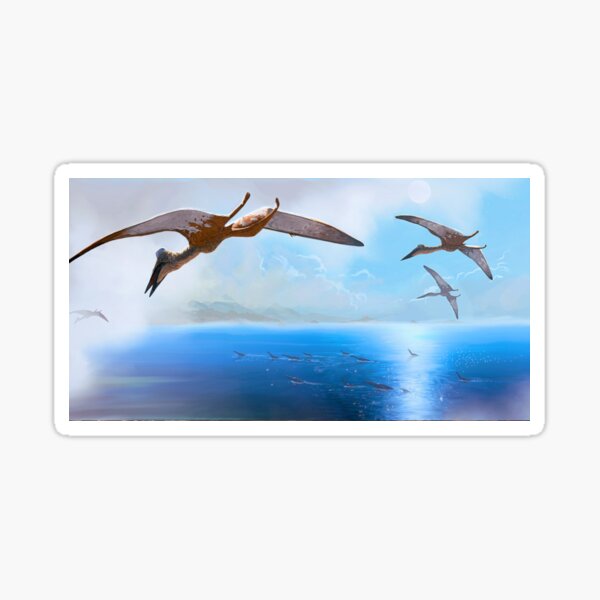 Azhdarchid pterosaurs soaring over sauropods Sticker