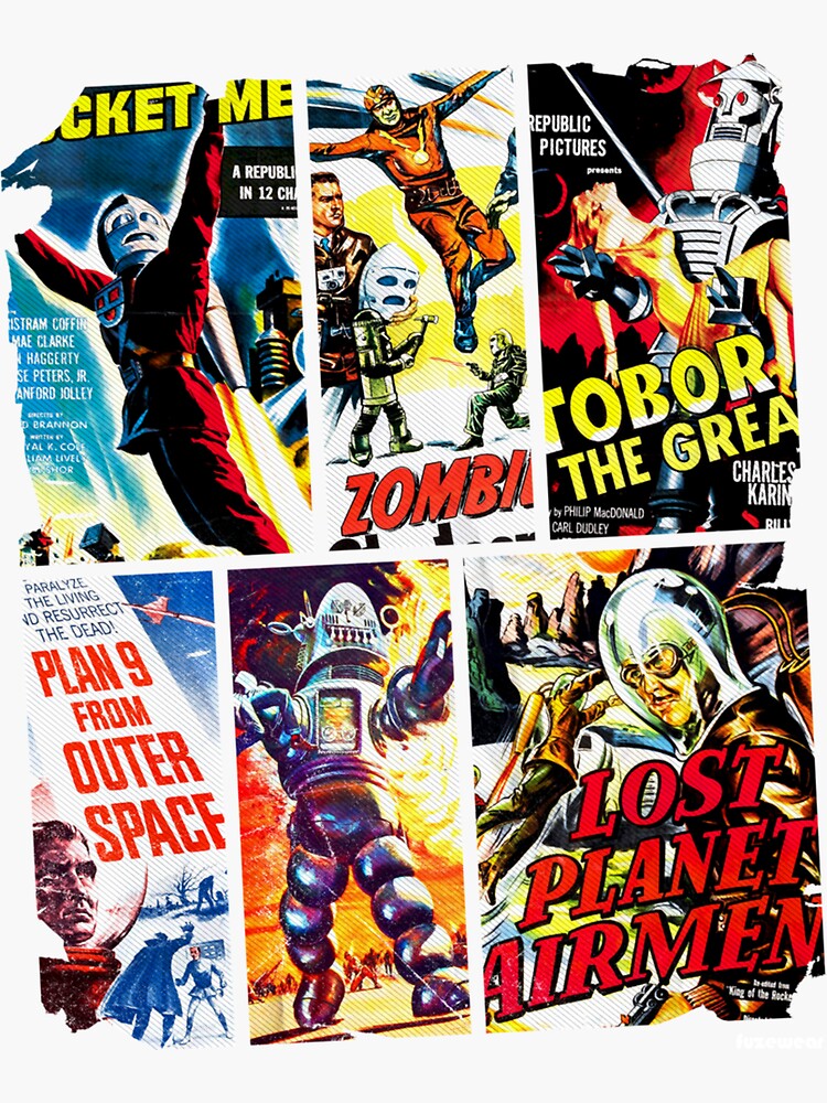 "Vintage Sci Fi Movie Collage" Sticker for Sale by Honasbb992 Redbubble