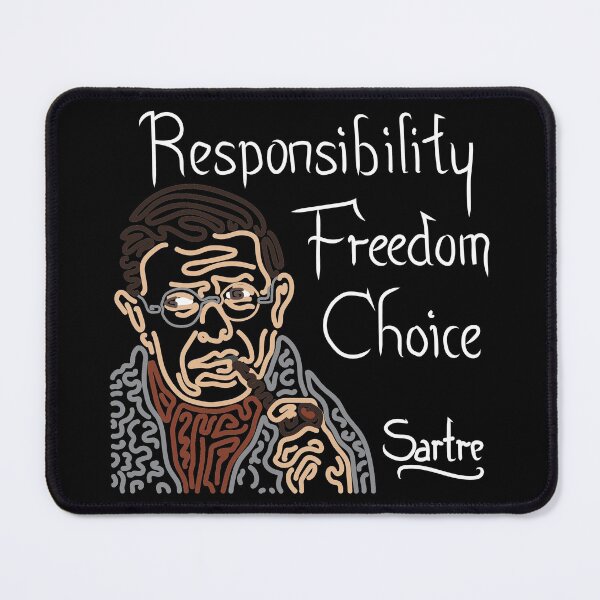 Item preview, STYLIZED LINE ART SARTRE - RESPONSIBILITY FREEDOM CHOICE - neutral designed and sold by Xotico Design.