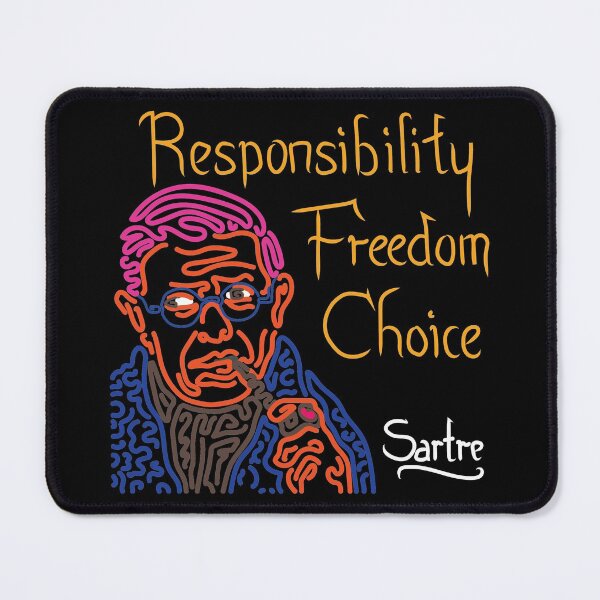 Item preview, STYLIZED LINE ART SARTRE - RESPONSIBILITY FREEDOM CHOICE - neon designed and sold by Xotico Design.