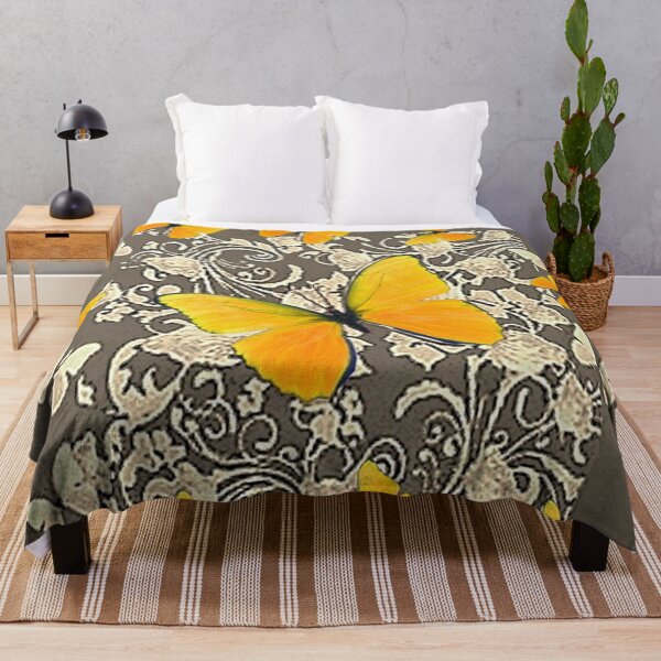 Item preview, GOLDEN BUTTERFLIES GREY ABSTRACT PATTERN ART designed and sold by sharlesart.
