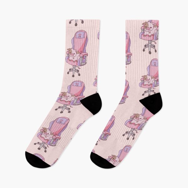 Item preview, pastel cartoon pig in gamer chair designed and sold by fiveminuterice.