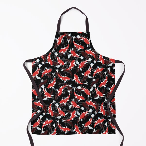Item preview, Black Background and Red Koi Fish Repeating Pattern designed and sold by TMBTM.