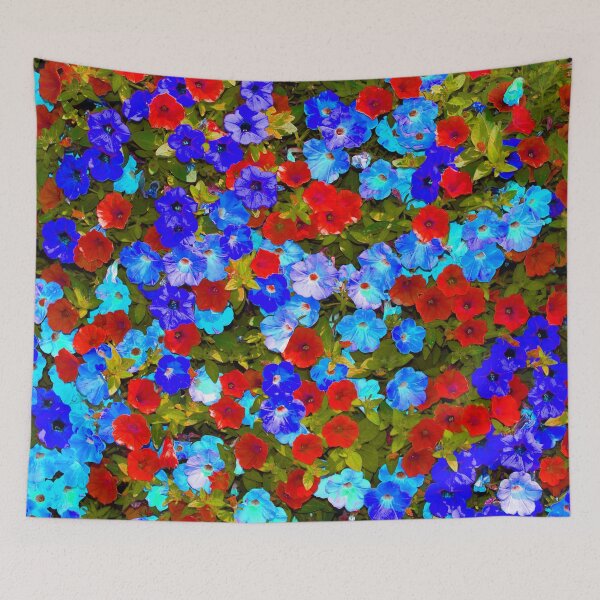 Item preview, Blooming Small Multicolored Blue, Light Blue, and Red Petunia   designed and sold by IraNiva.
