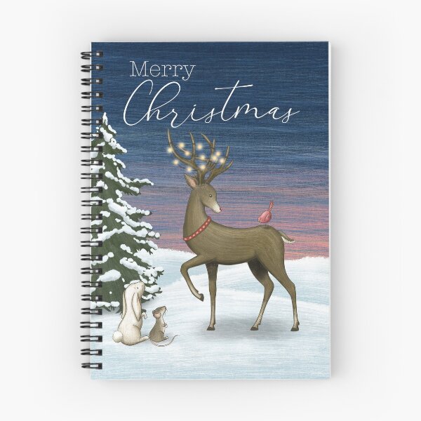 Item preview, Christmas card with raindeer and rabbit designed and sold by bella-nora.