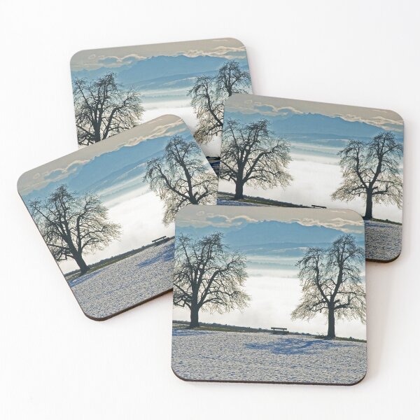 Item preview, Cozy bench overlooking the Swiss Alps in winter designed and sold by Michael Brewer.