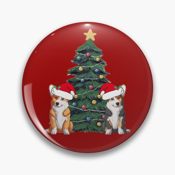 Item preview, Cute Corgi Christmas Tree | Two Dogs in Santa Hats designed and sold by Epic Love Designs.