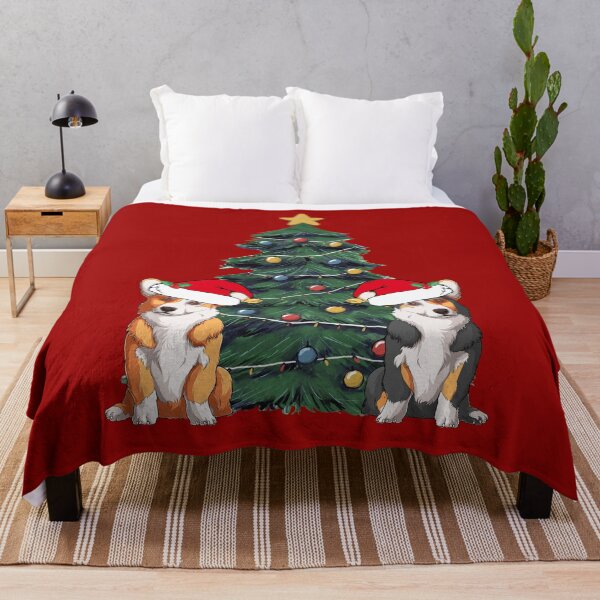 Item preview, Cute Corgi Christmas Tree | Two Dogs in Santa Hats designed and sold by Epic Love Designs.