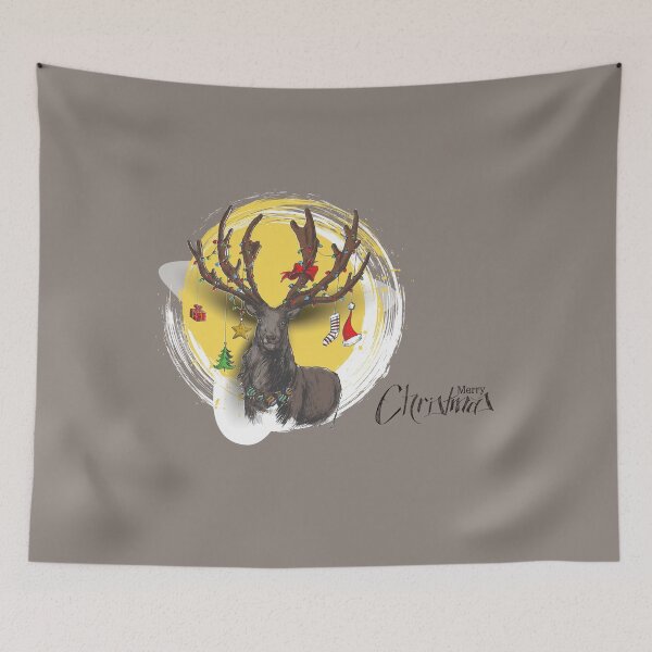 Item preview, merry christmas cartoon style hand sketch drawing reindeer designed and sold by Haxino.