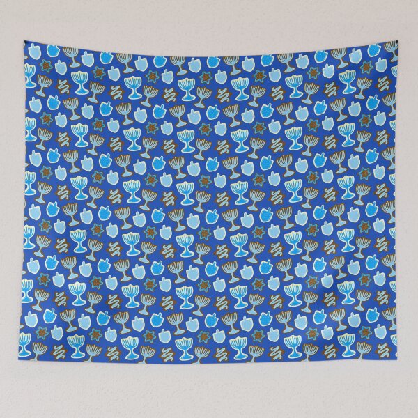 Item preview, Blue Frosted Hanukkah Dreidel, Stars, and Menorah Cookies Cartoon, made by EndlessEmporium designed and sold by EndlessEmporium.