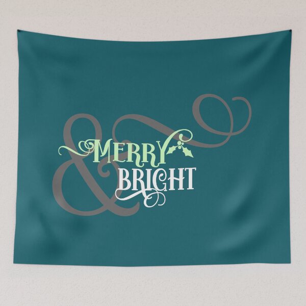 Item preview, merry and bright lettering christmas designed and sold by PicturePatty.