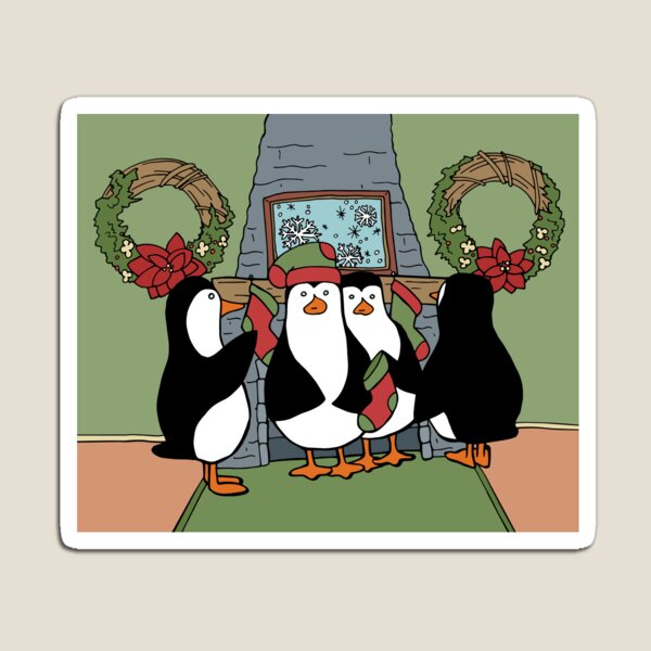 Penguin Family Hangs Holiday Christmas Stockings Magnet