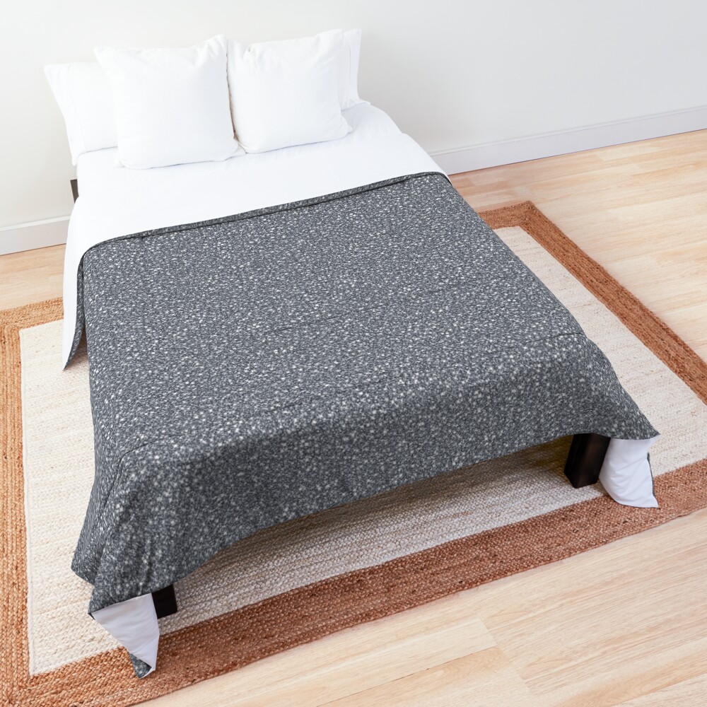 Sparkly Shiny Fine Silver Gleaming Faux Glitter Comforter