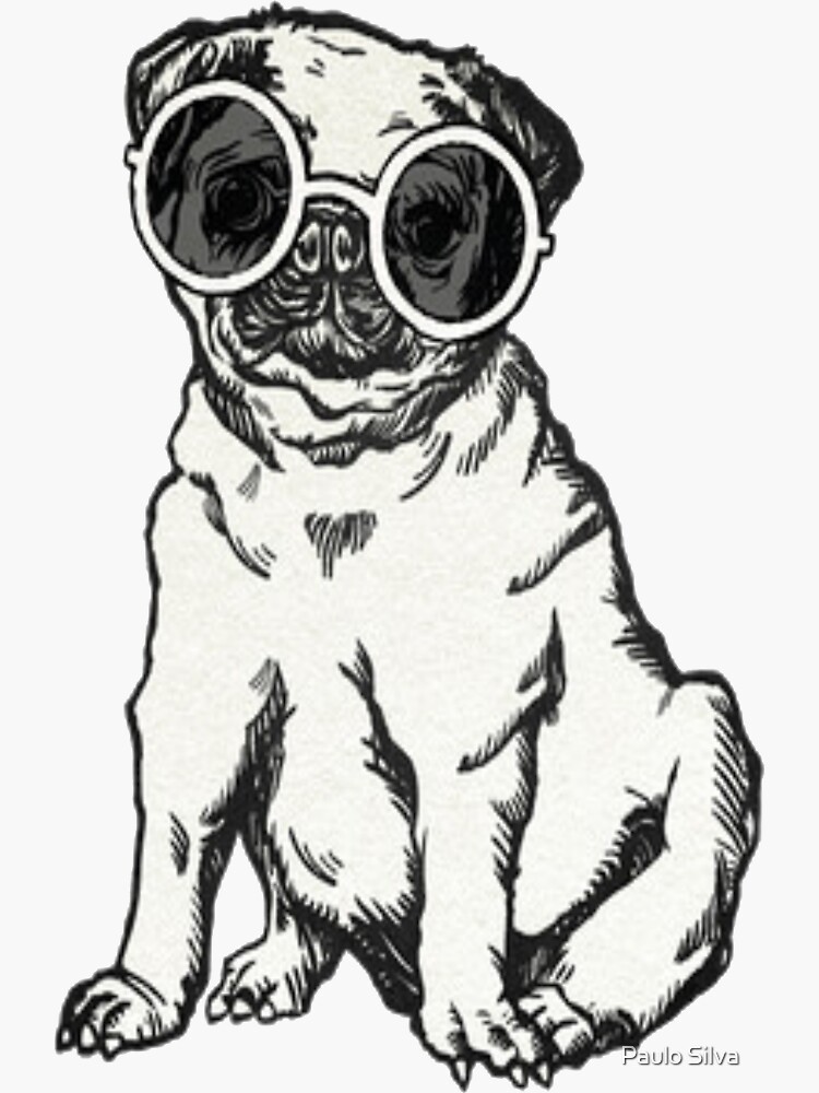 "dog with glasses" Sticker for Sale by paulossilva Redbubble