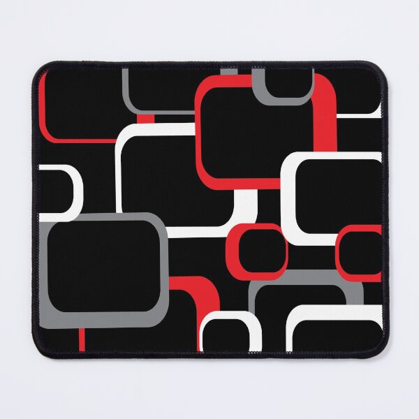 Item preview, Red Gray White Retro Squares Pattern Black Background designed and sold by ValeriesGallery.