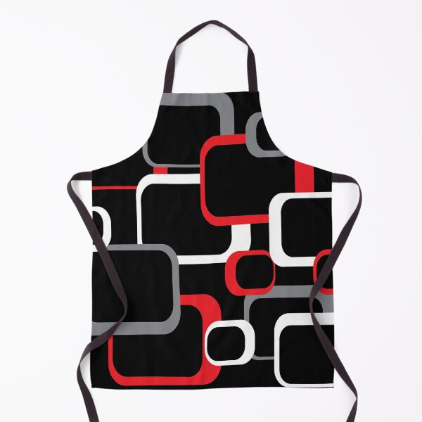 Item preview, Red Gray White Retro Squares Pattern Black Background designed and sold by ValeriesGallery.