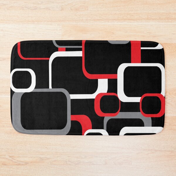 Item preview, Red Gray White Retro Squares Pattern Black Background designed and sold by ValeriesGallery.