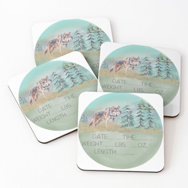 Item preview, Woodland birth announcements wolf designed and sold by SaintsPlace.