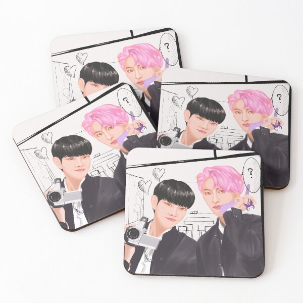 Item preview, Ateez hyungline couples manga anime highschool boys sticker T-shirt posters fanart kpop designed and sold by Krystal Li.