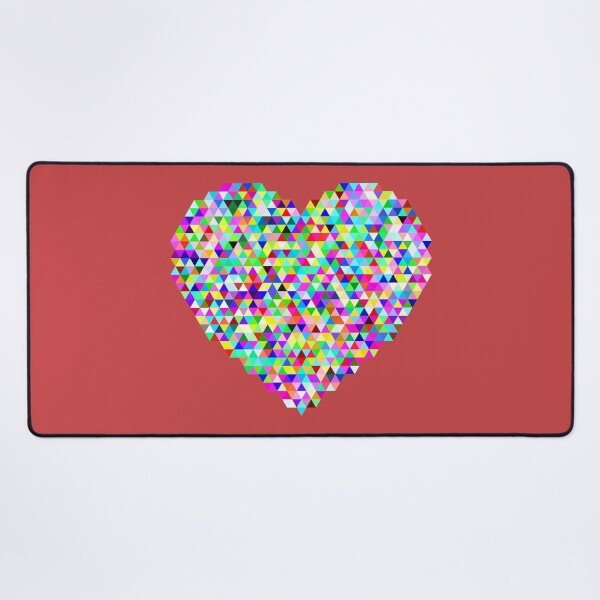 Item preview, Pixelated Heart Triangles Bright Rainbow Love designed and sold by Handstand365.