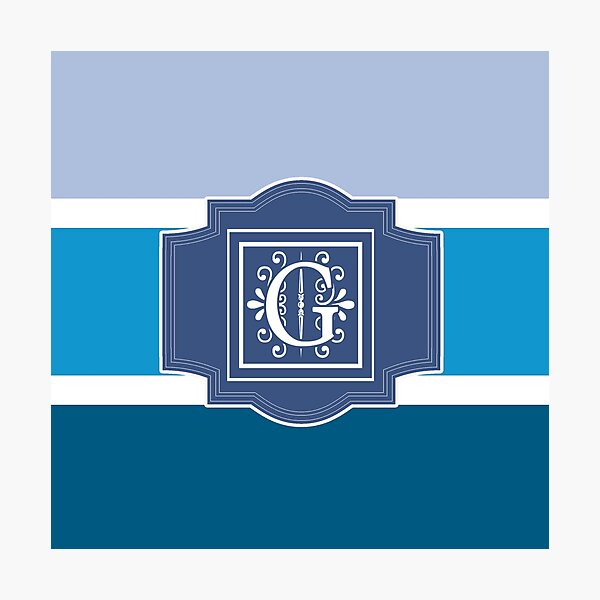 Artikelvorschau, Streifen-Schatten des blauen Monogrammed Entwurfs entworfen und verkauft von Greenbaby.