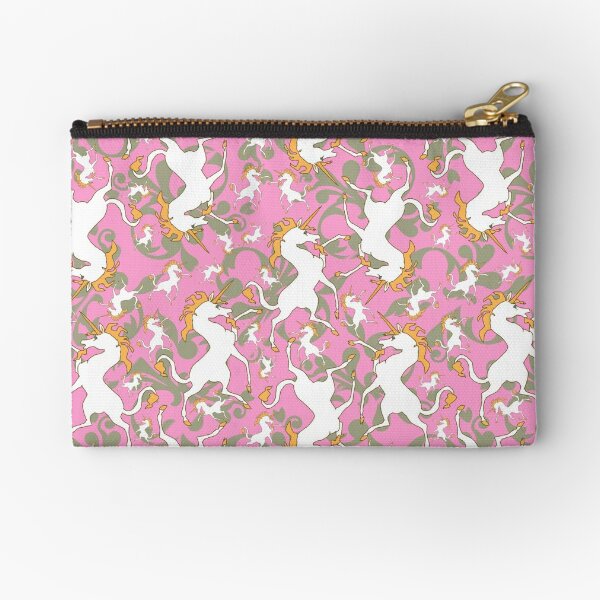 Unicorn Scatter Pattern  pink and vine background Zipper Pouch