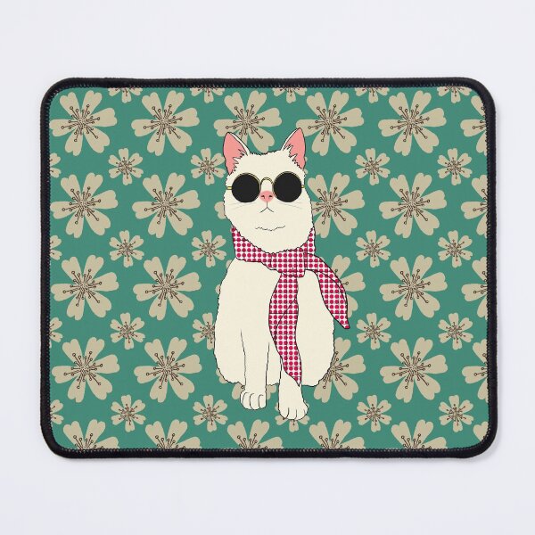 Item preview, Retro White Cat Wearing Sunglass With Floral Background designed and sold by DAFIN.