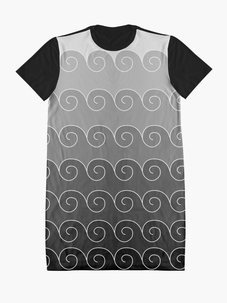 Alternate view of Mystical Japanese Wave Pattern Graphic T-Shirt Dress
