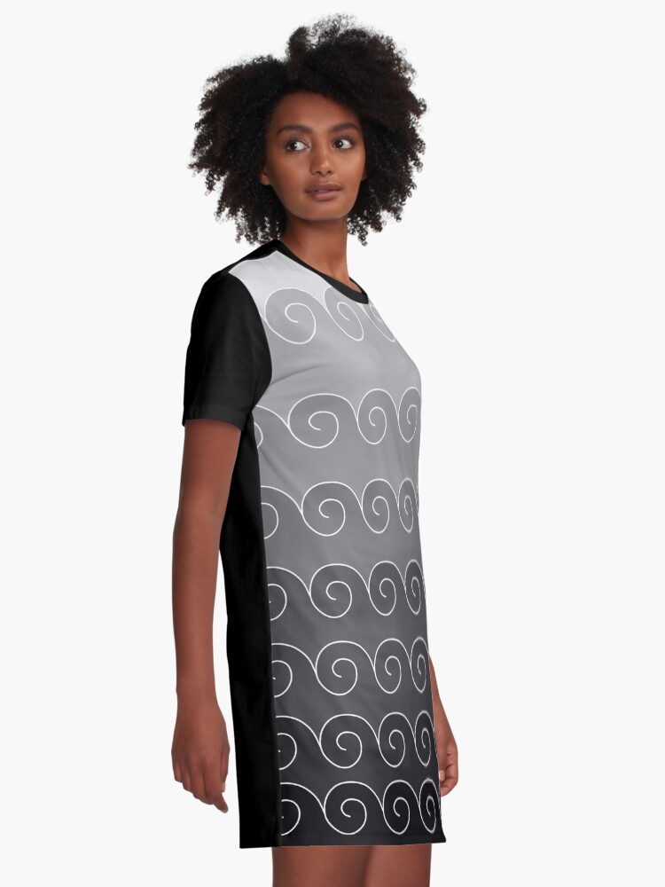 Alternate view of Mystical Japanese Wave Pattern Graphic T-Shirt Dress