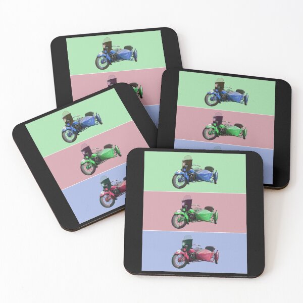 Item preview, CLASSIC VINTAGE RACING SIDECAR MOTORCYCLE IN 3 RETRO COLORS designed and sold by MrCreativeArts.