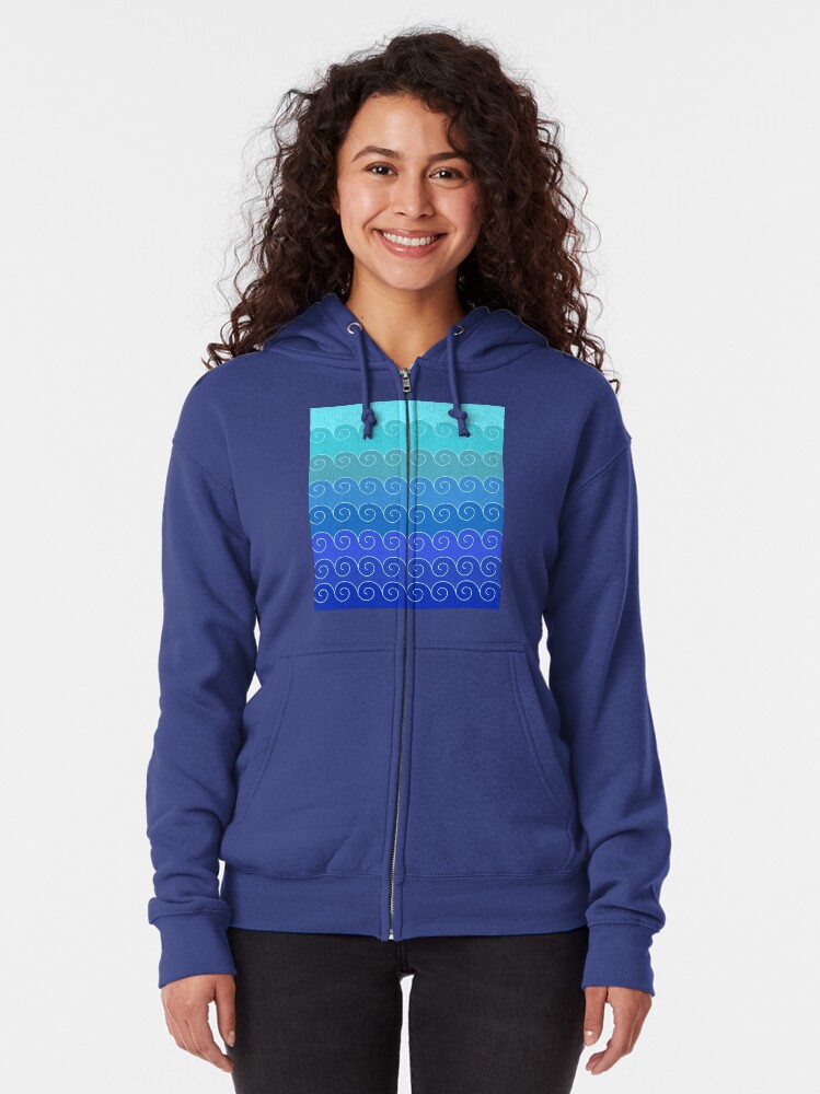 Alternate view of Mystical Japanese Wave Pattern Series1 Zipped Hoodie