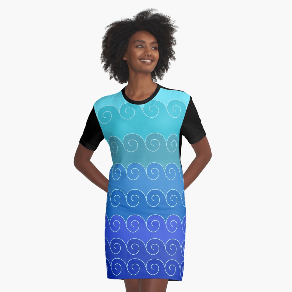 Mystical Japanese Wave Pattern Series1 Graphic T-Shirt Dress