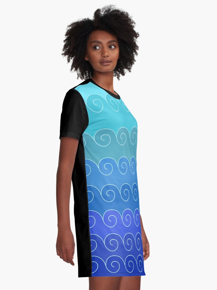 Alternate view of Mystical Japanese Wave Pattern Series1 Graphic T-Shirt Dress