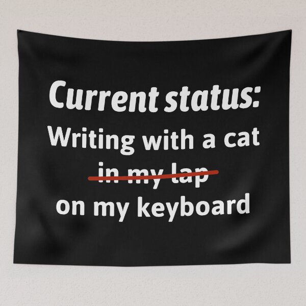 Item preview, Writing With Cat On Keyboard - Light On Dark designed and sold by redvioletart.
