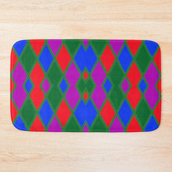Item preview, Argyle Pattern Using Red Green Blue and Purple Diamonds Outlined in Green Lines designed and sold by AliCatOriginals.