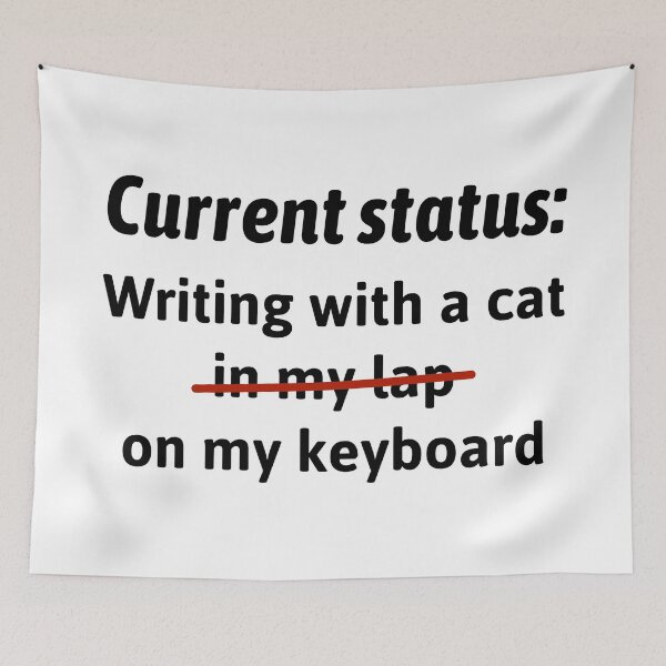Item preview, Writing With Cat On Keyboard - Dark on Light designed and sold by redvioletart.