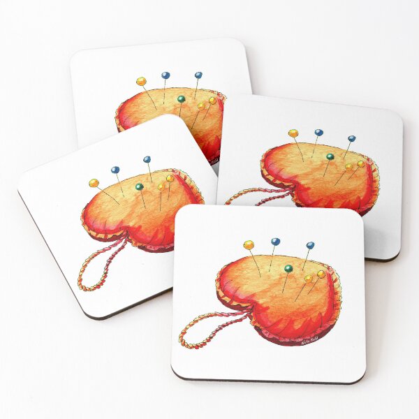 Item preview, Orange Watercolor Heart Pincushion designed and sold by NataBold.