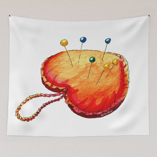 Item preview, Orange Watercolor Heart Pincushion designed and sold by NataBold.