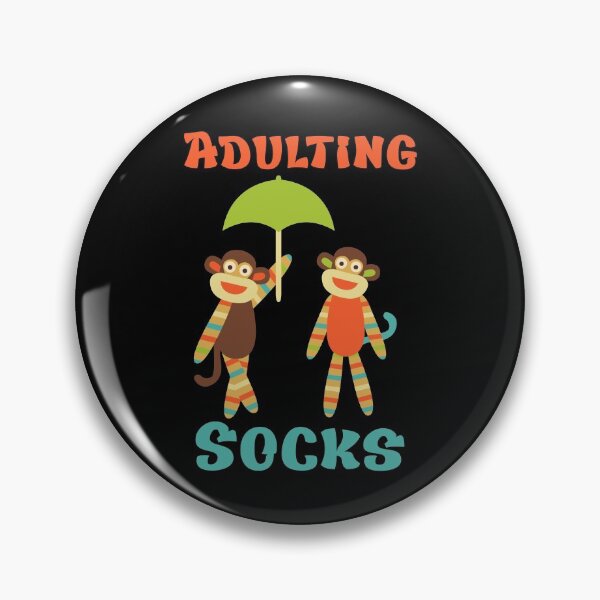 Item preview, Adulting Socks - Sock Monkeys Under an Umbrella designed and sold by Trinket-Trickster.