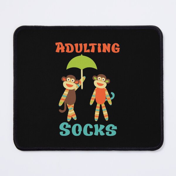 Item preview, Adulting Socks - Sock Monkeys Under an Umbrella designed and sold by Trinket-Trickster.