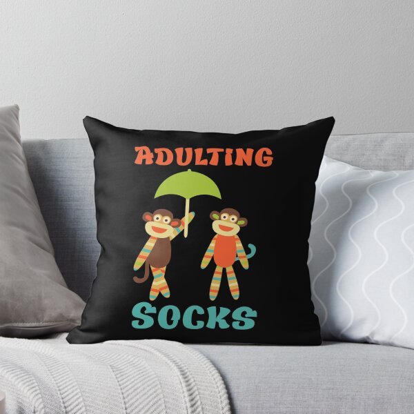Item preview, Adulting Socks - Sock Monkeys Under an Umbrella designed and sold by Trinket-Trickster.