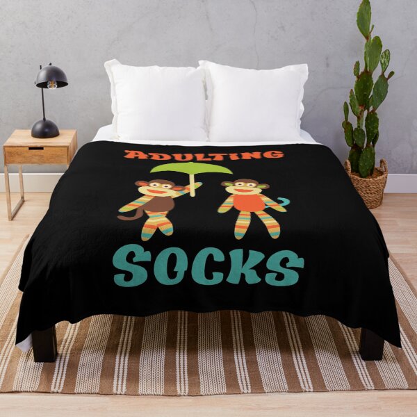 Item preview, Adulting Socks - Sock Monkeys Under an Umbrella designed and sold by Trinket-Trickster.
