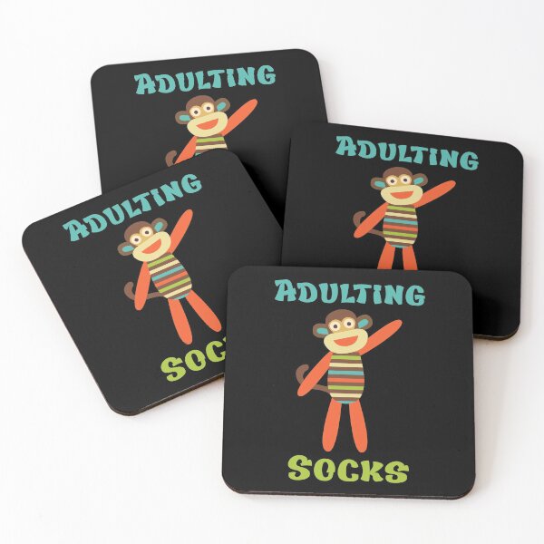 Item preview, Adulting Socks - Sock Monkey Waving designed and sold by Trinket-Trickster.