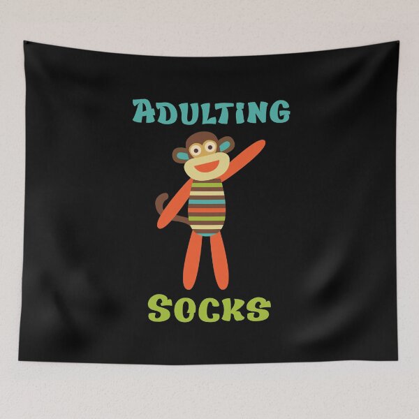 Item preview, Adulting Socks - Sock Monkey Waving designed and sold by Trinket-Trickster.