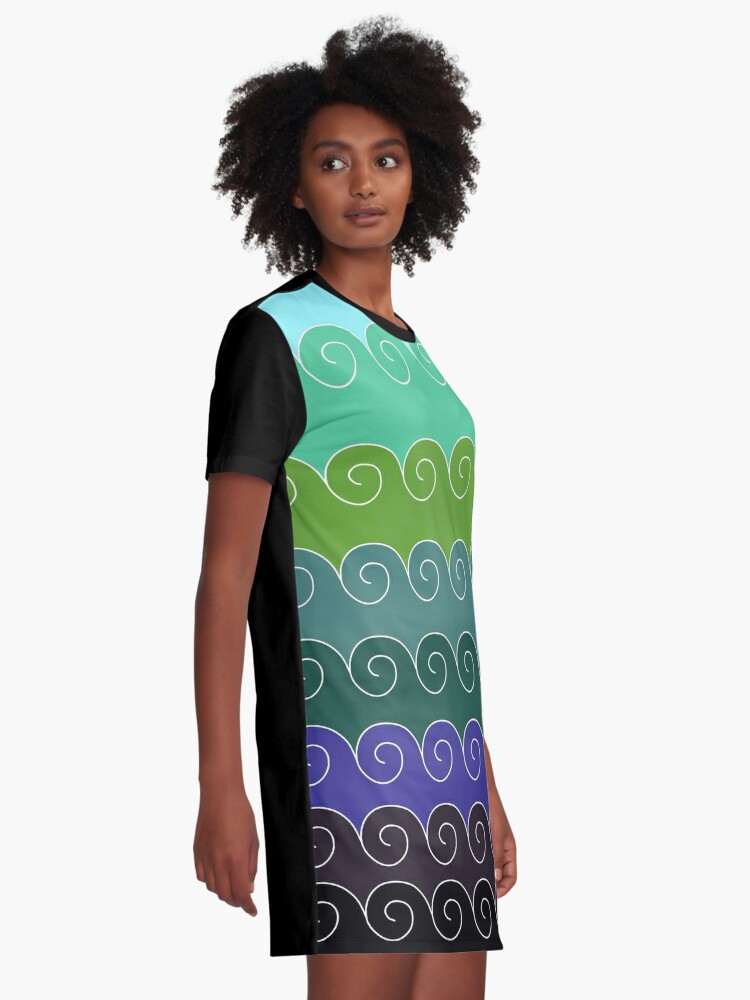 Alternate view of Mystical Japanese Wave Pattern Series2 Graphic T-Shirt Dress
