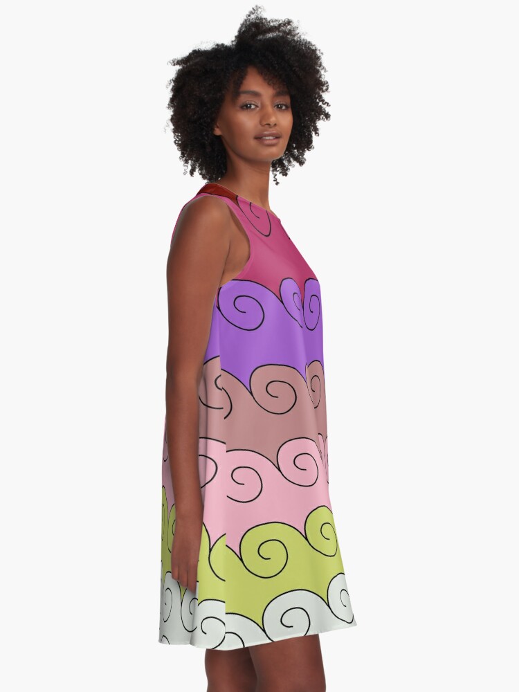 Alternate view of Mystical Japanese Wave Pattern Series3 A-Line Dress