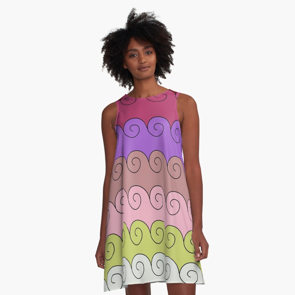 Mystical Japanese Wave Pattern Series3 A-Line Dress